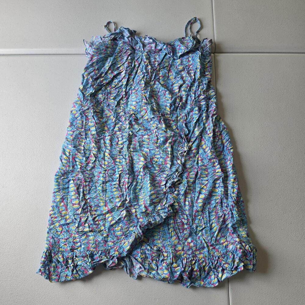 Lilly Pulitzer Dress Small Clam Seashell Rayon Smocked Ruffle Sundress
